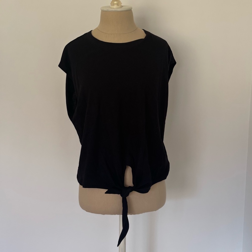 Old Navy Muscle T-Shirt Black Front Tie Pullover Crew Neck M